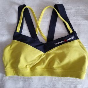 Reebok Crossfit Racer Bra Yellow/Navy blue Medium Support Small